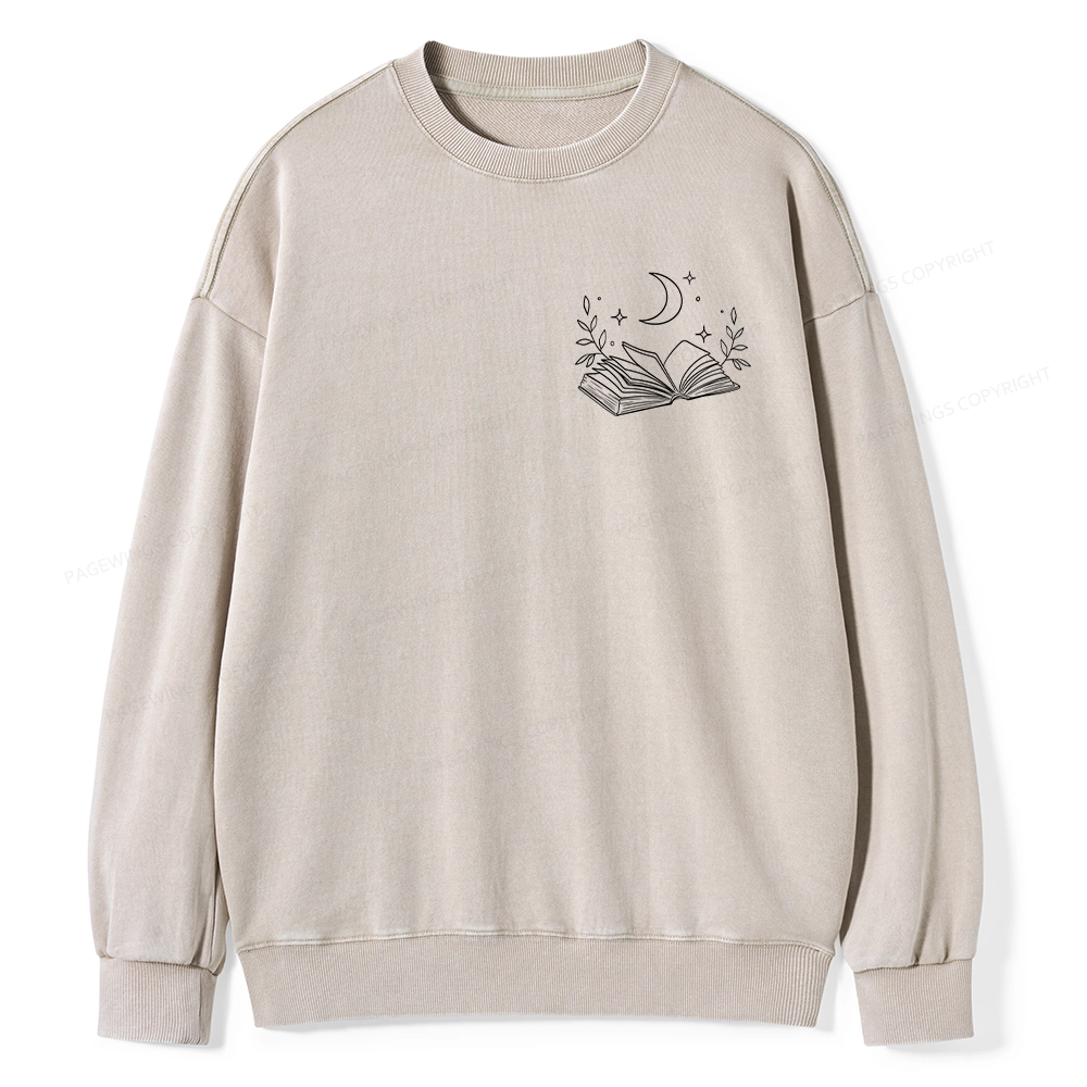 Pagewings Comfort Colors Read Books Be Kind Stay Weird Unisex Washed Sweatshirt