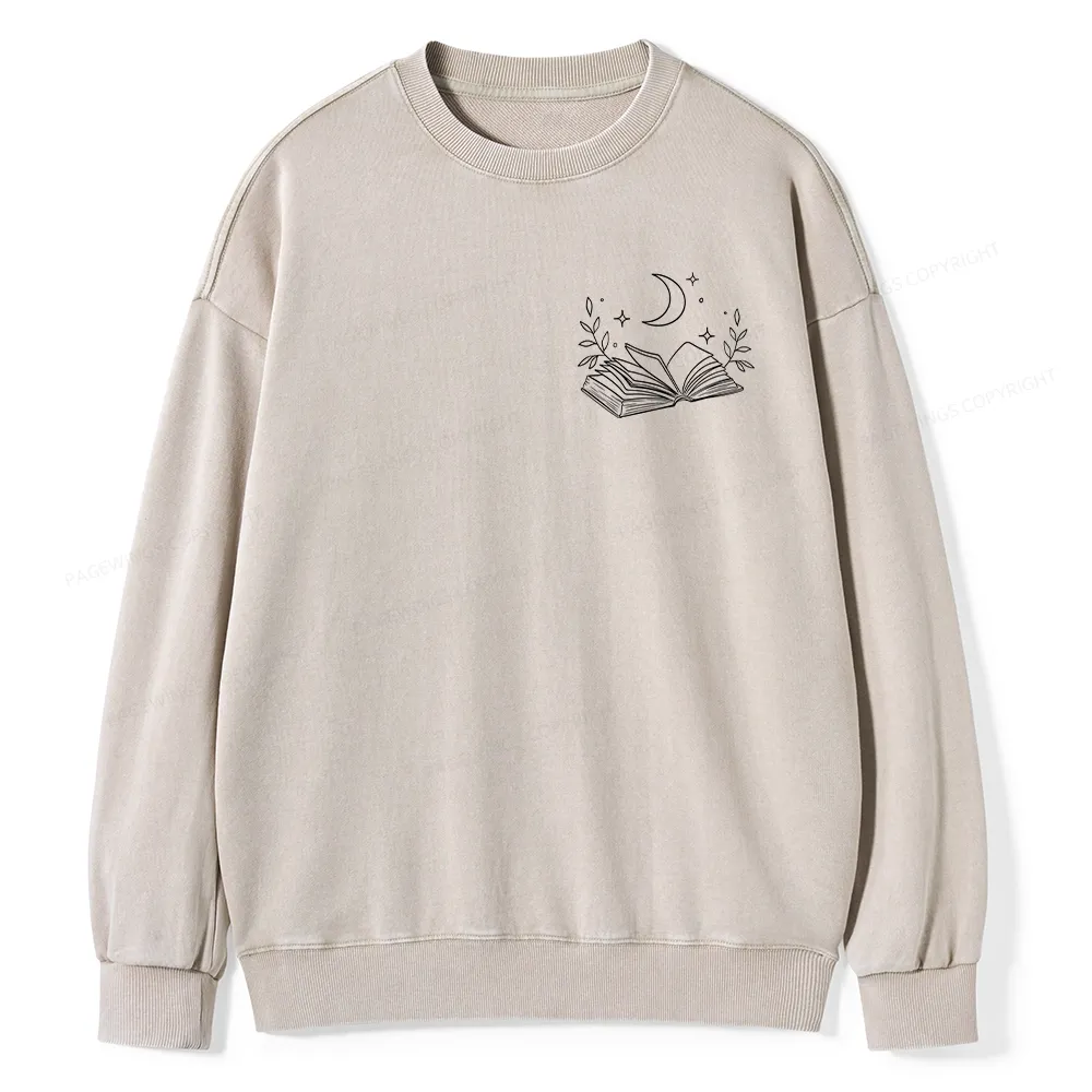 Pagewings Comfort Colors Read Books Be Kind Stay Weird Unisex Washed Sweatshirt