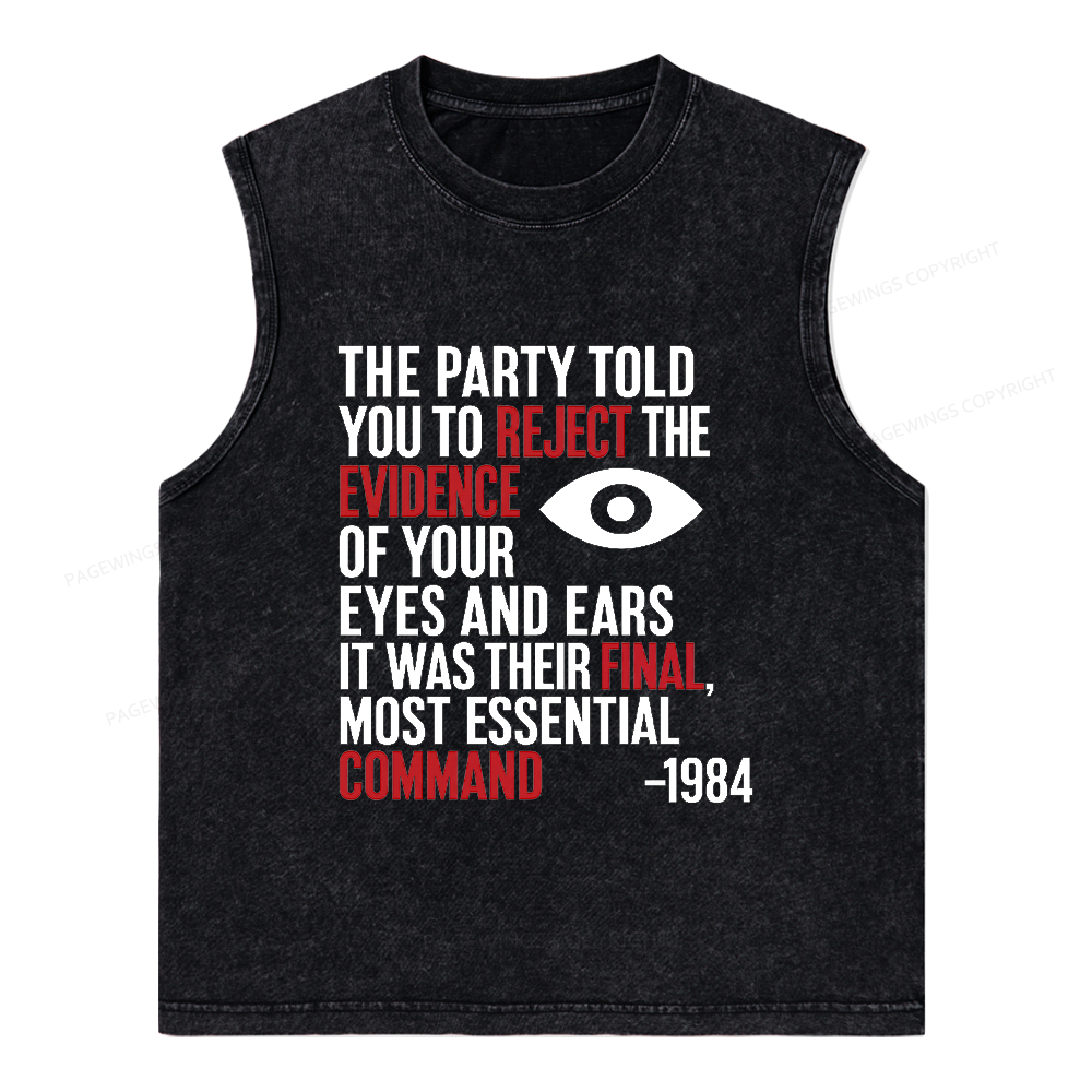 Pagewings Dystopia Quote Unisex Washed Tank Top