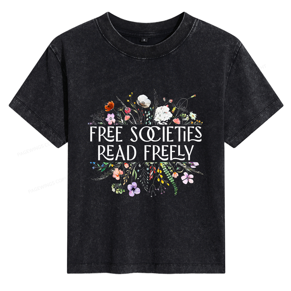 Pagewings Free Societies Read Freely Women's Washed T-shirt