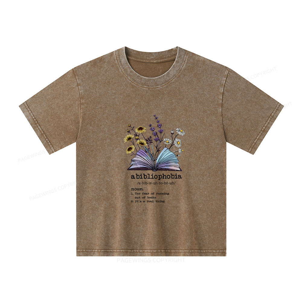 Pagewings Bibliophile Reading Unisex Kids Washed T-shirt