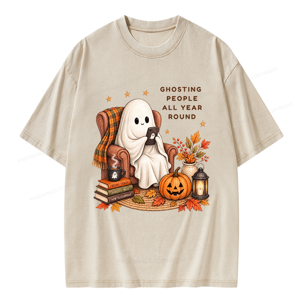 Pagewings Fall Coffee Bool Lover Unisex Washed T-shirt