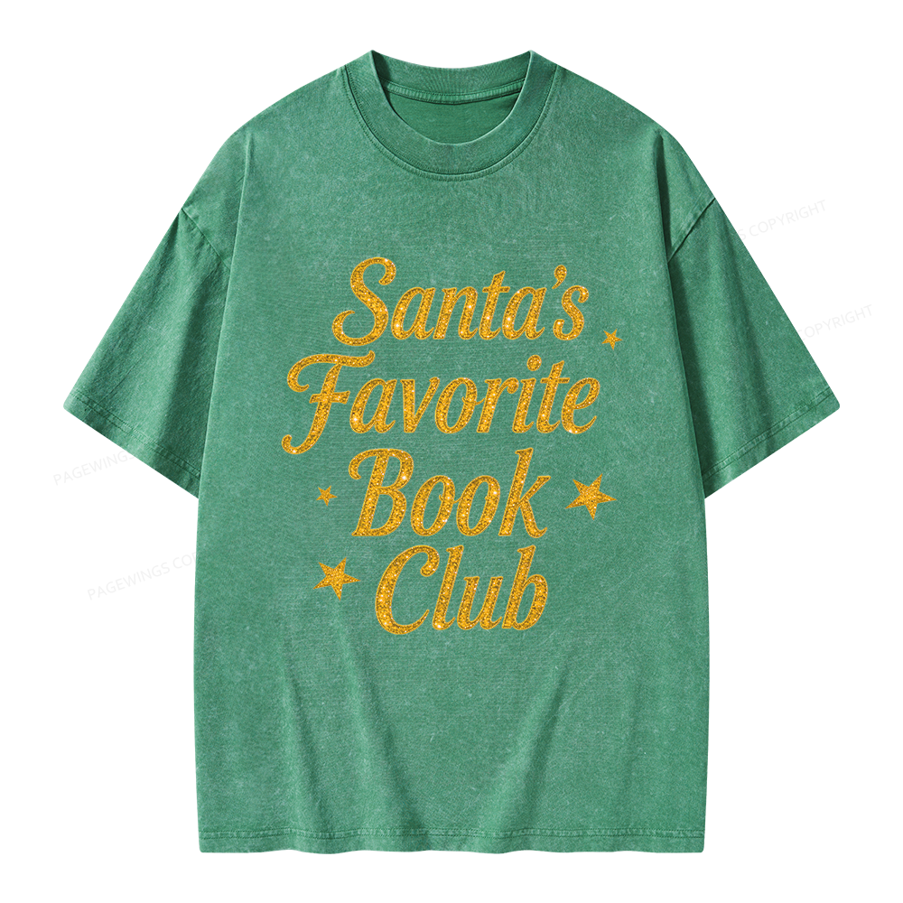 Pagewings Santa's Favorite Book Club Unisex Washed T-shirt