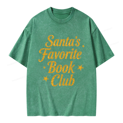 Pagewings Santa's Favorite Book Club Unisex Washed T-shirt