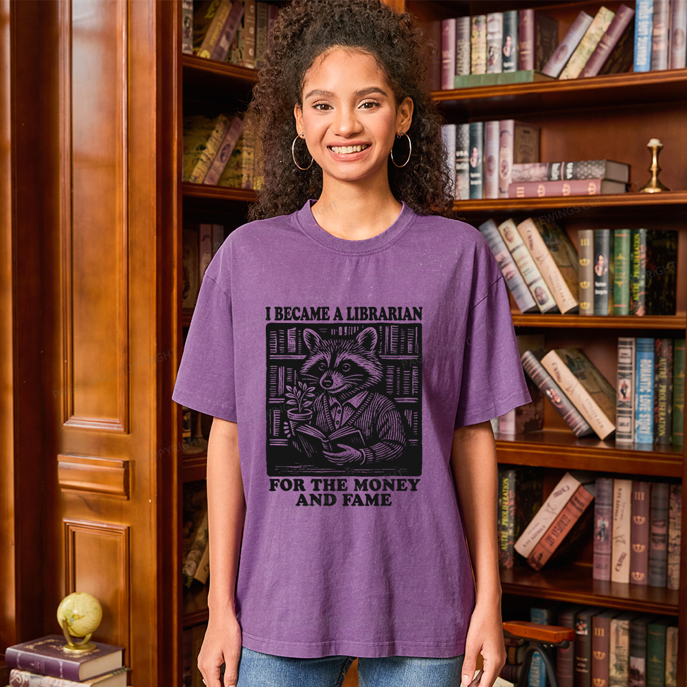 Pagewings I Became A Librarian For The Money And Fame Unisex Washed T-shirt