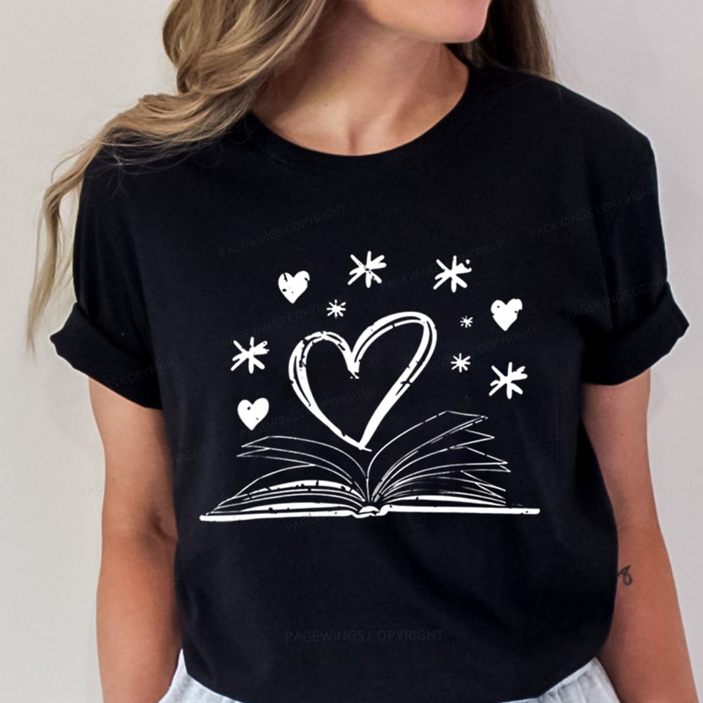 Pagewings Bookworm Librarian Valentines Day Book Unisex Classic T-shirt