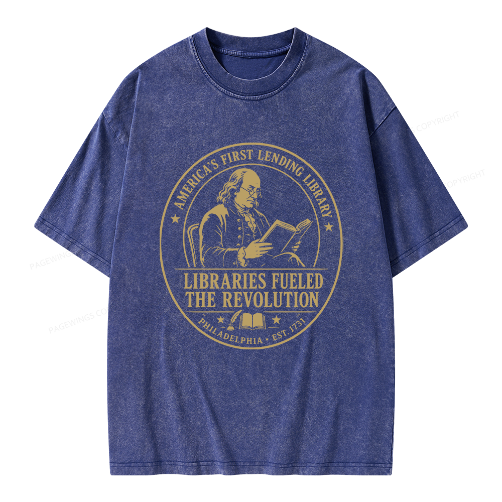 Pagewings Libraries Fueled the Revolution Unisex Washed T-shirt