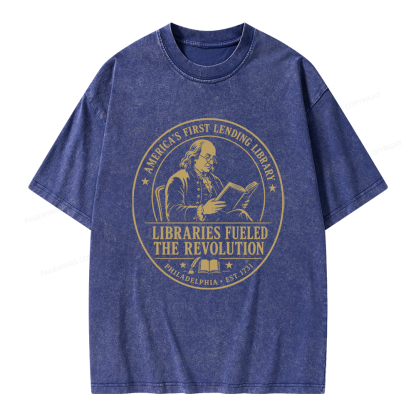Pagewings Libraries Fueled the Revolution Unisex Washed T-shirt