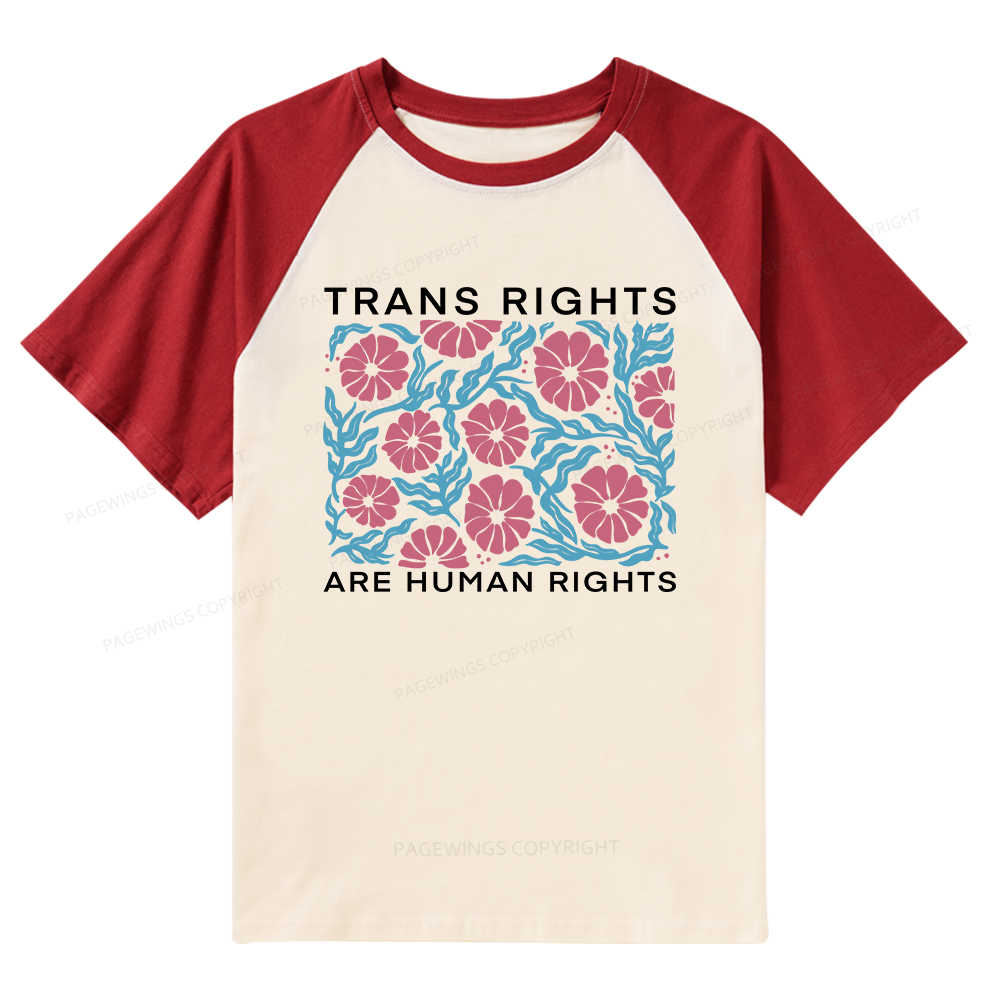 Pagewings Trans Rights Are Human Rights Raglan T-shirt