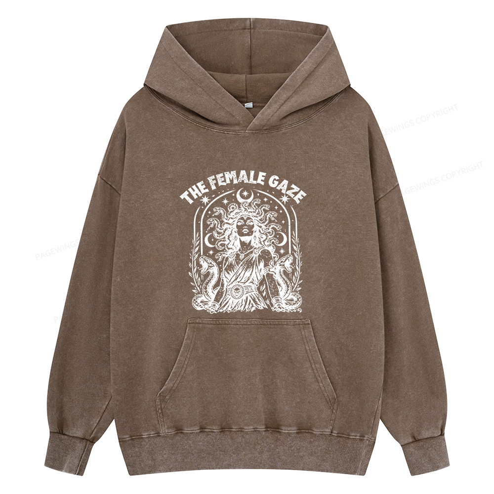 Pagewings Vintage Medusa Feminist Unisex Washed Hoodie