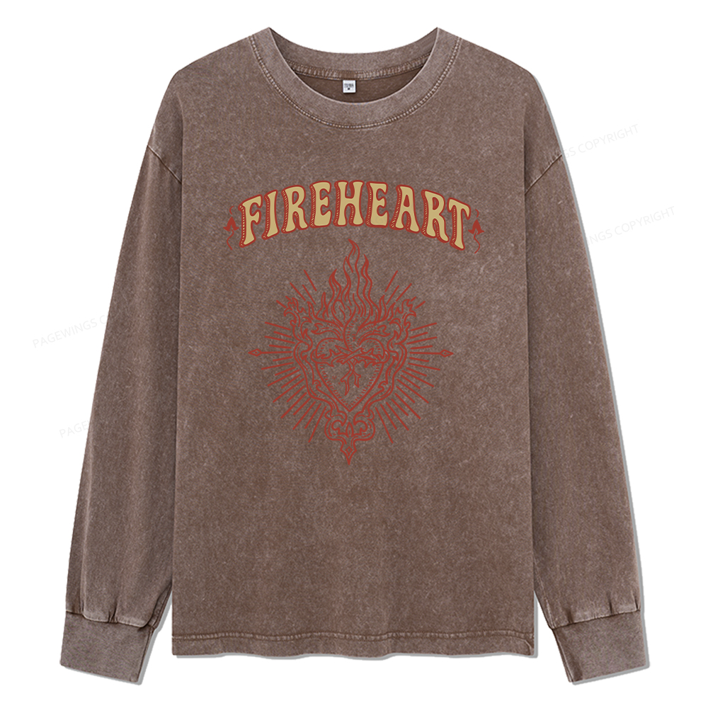Pagewings Fireheart Unisex Washed Long Sleeve T-shirt