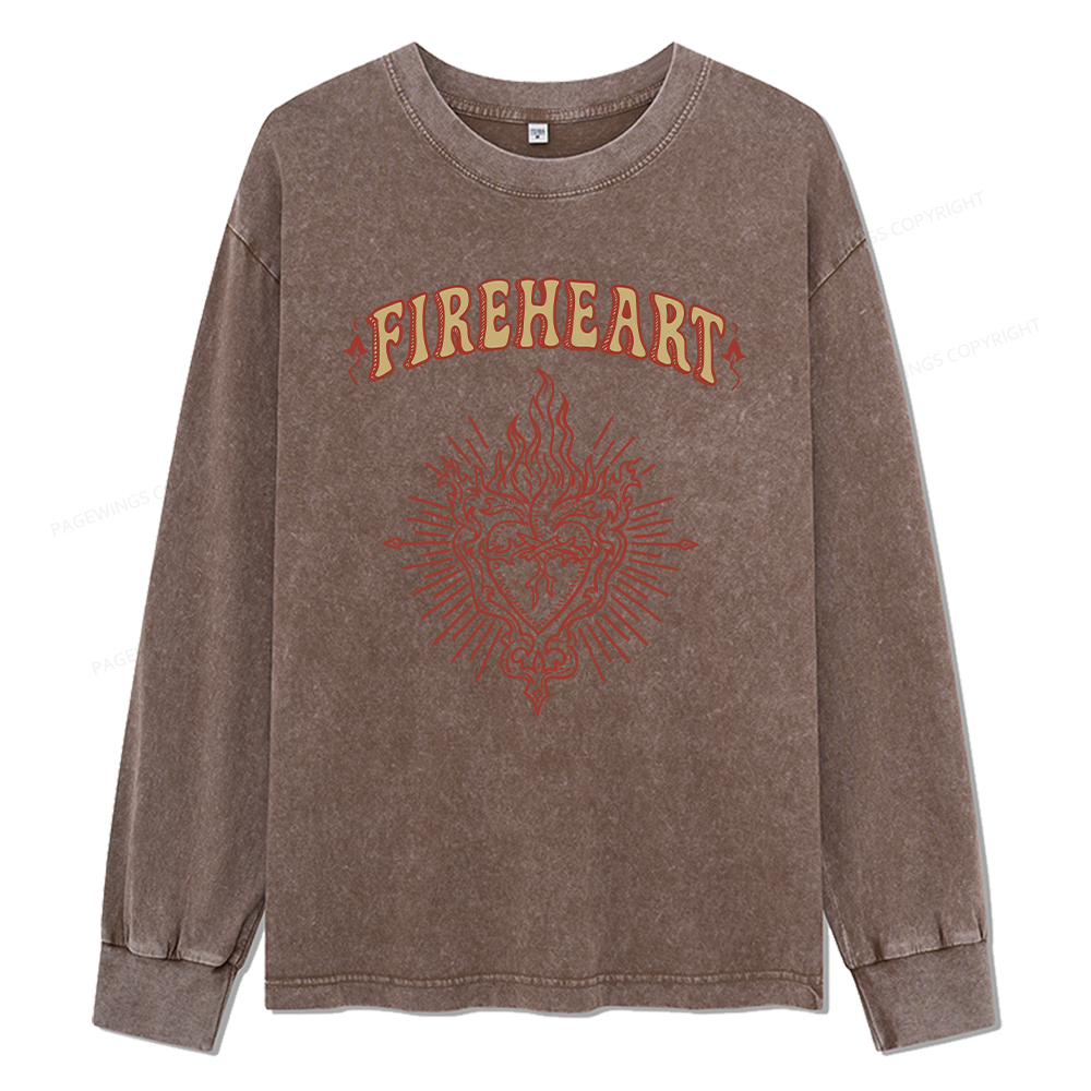 Pagewings Fireheart Unisex Washed Long Sleeve T-shirt