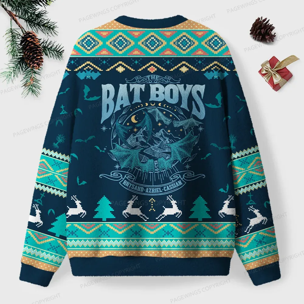 Pagewings Bat Boys Unisex Ugly Knit Sweatshirt