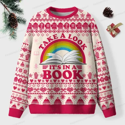 Pagewings Take A Look It's In A Book Unisex Ugly Knit Sweatshirt