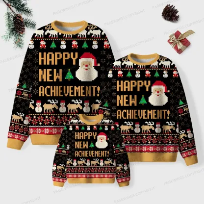 Pagewings Happy New Achievement Unisex Ugly Knit Sweatshirt