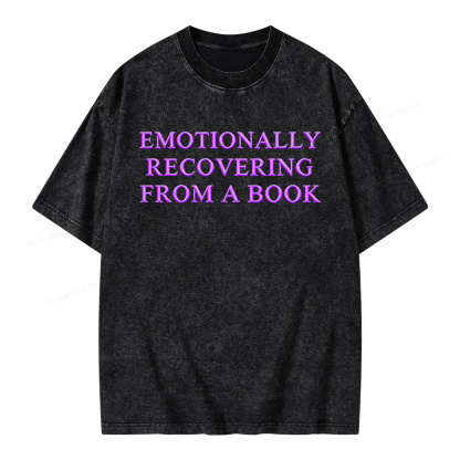 Pagewings Embroidered Emotionally Recovering From a Book Unisex Washed T-shirt