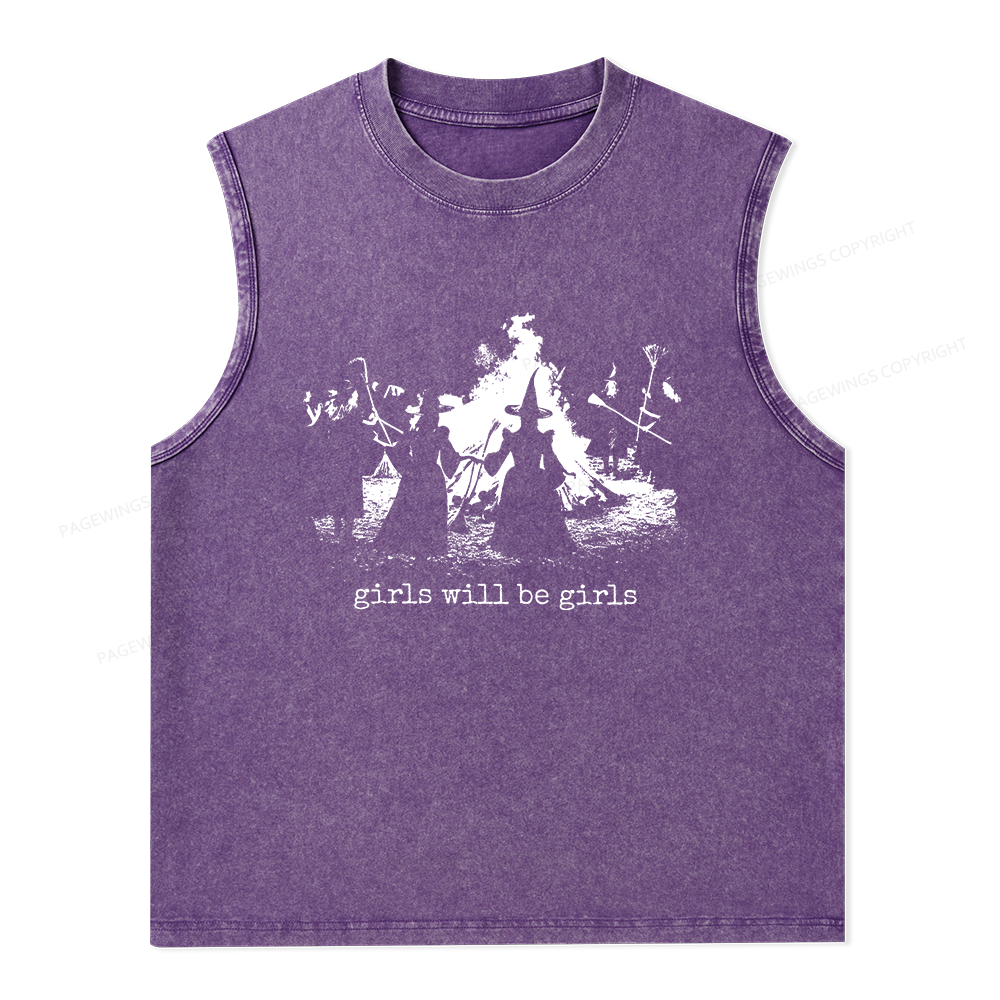 Pagewings Girls Will Be Girls Unisex Washed Tank Top