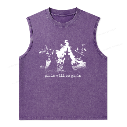 Pagewings Girls Will Be Girls Unisex Washed Tank Top