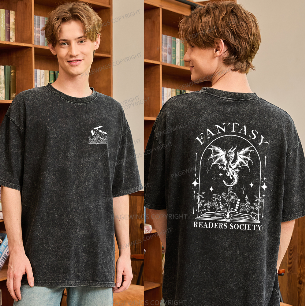 Pagewings Fantasy Reader Society Unisex Washed T-shirt