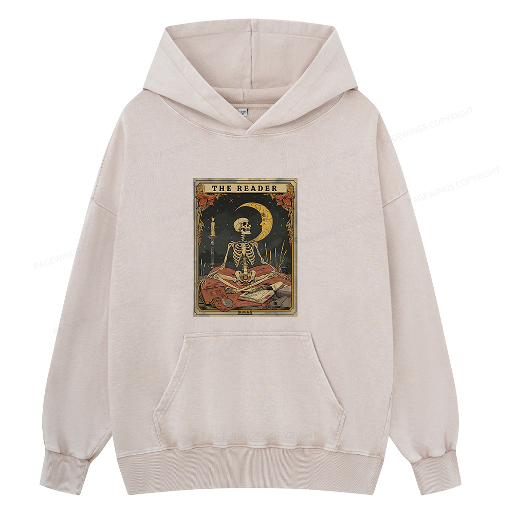 Pagewings The Reader Tarot Card Unisex Washed Hoodie