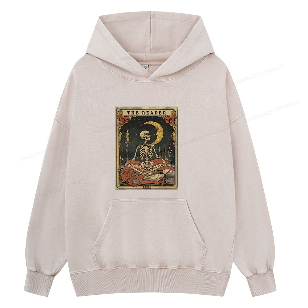 Pagewings The Reader Tarot Card Unisex Washed Hoodie