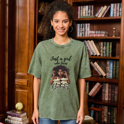 Pagewings Black Girl Reading Unisex Washed T-shirt