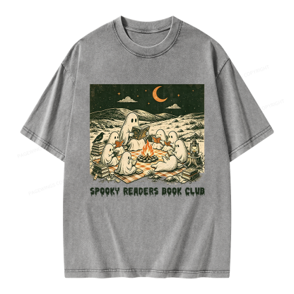 Pagewings Spooky Readers Book Club Unisex Washed T-shirt