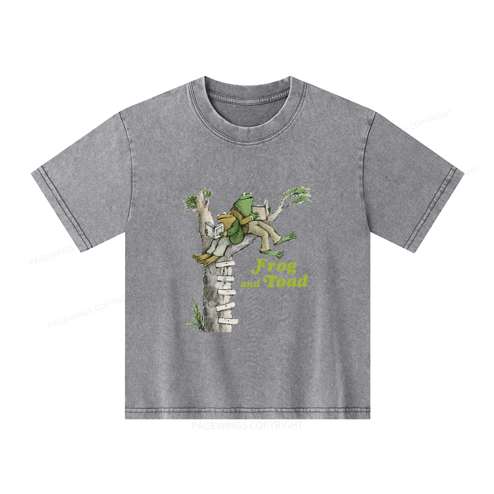 Pagewings Frog and Toad Old Book Unisex Kids Washed T-shirt