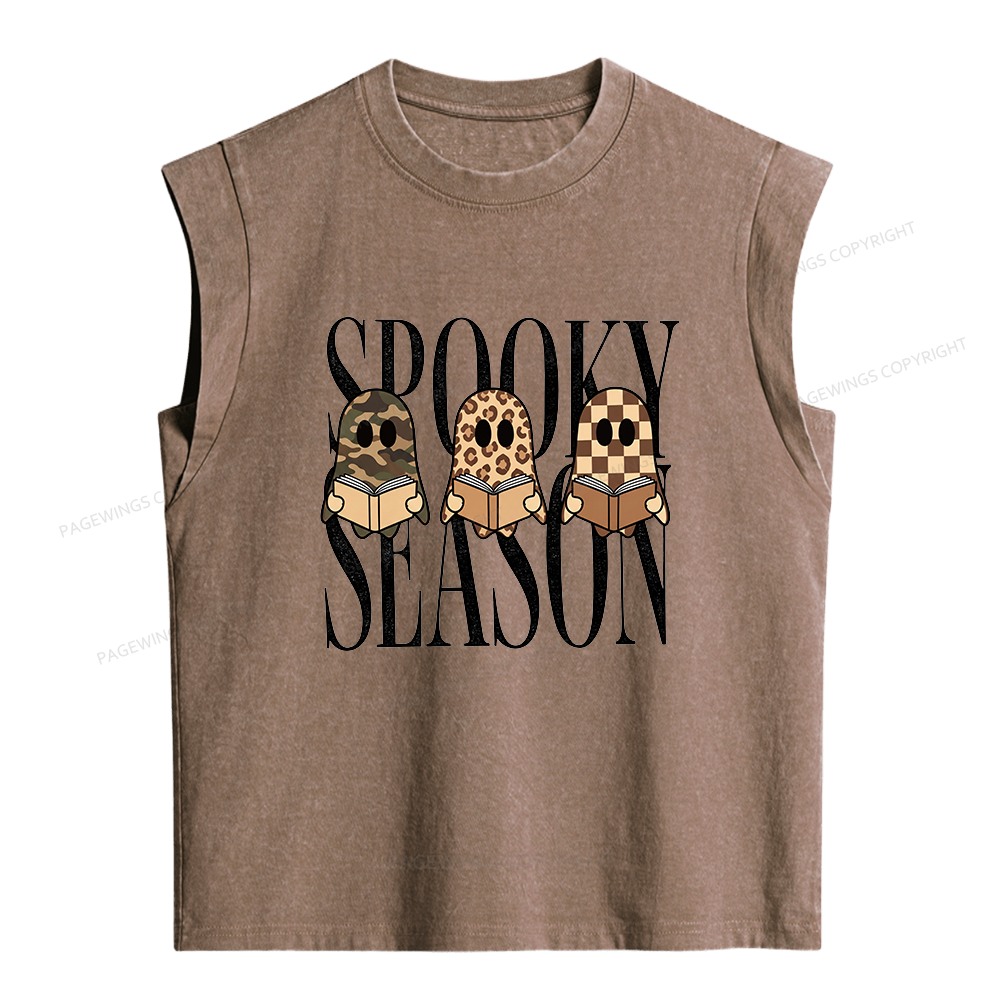 Pagewings Spooky Season Women's Washed Tank Top