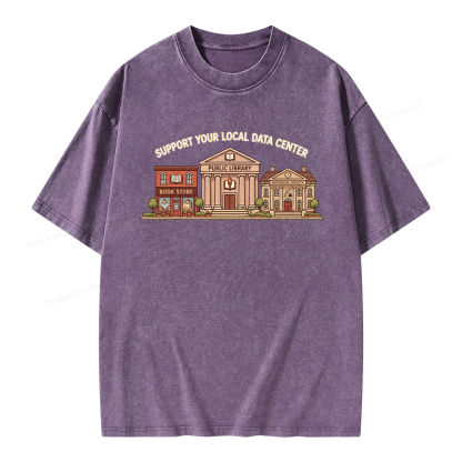 Pagewings Support Your Local Data Center Unisex Washed T-shirt
