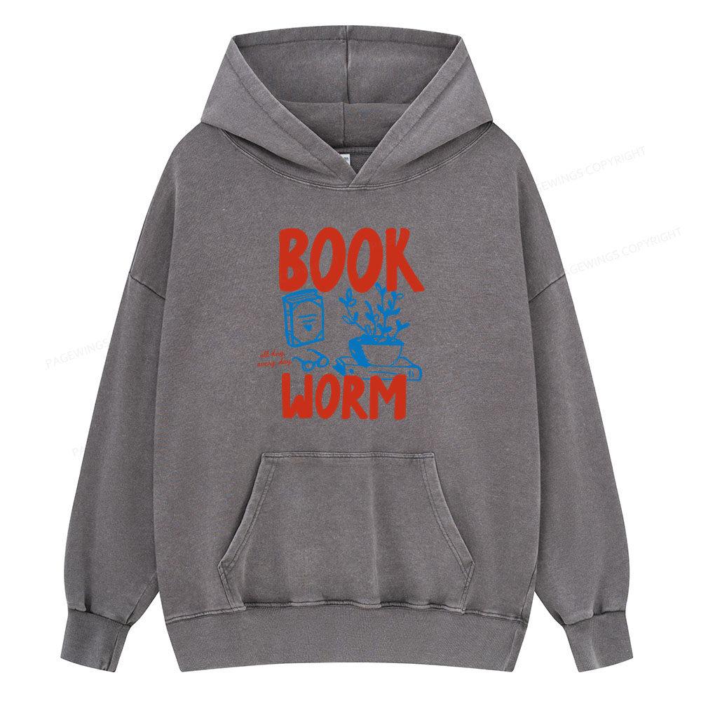 Pagewings Bookworm Unisex Washed Hoodie
