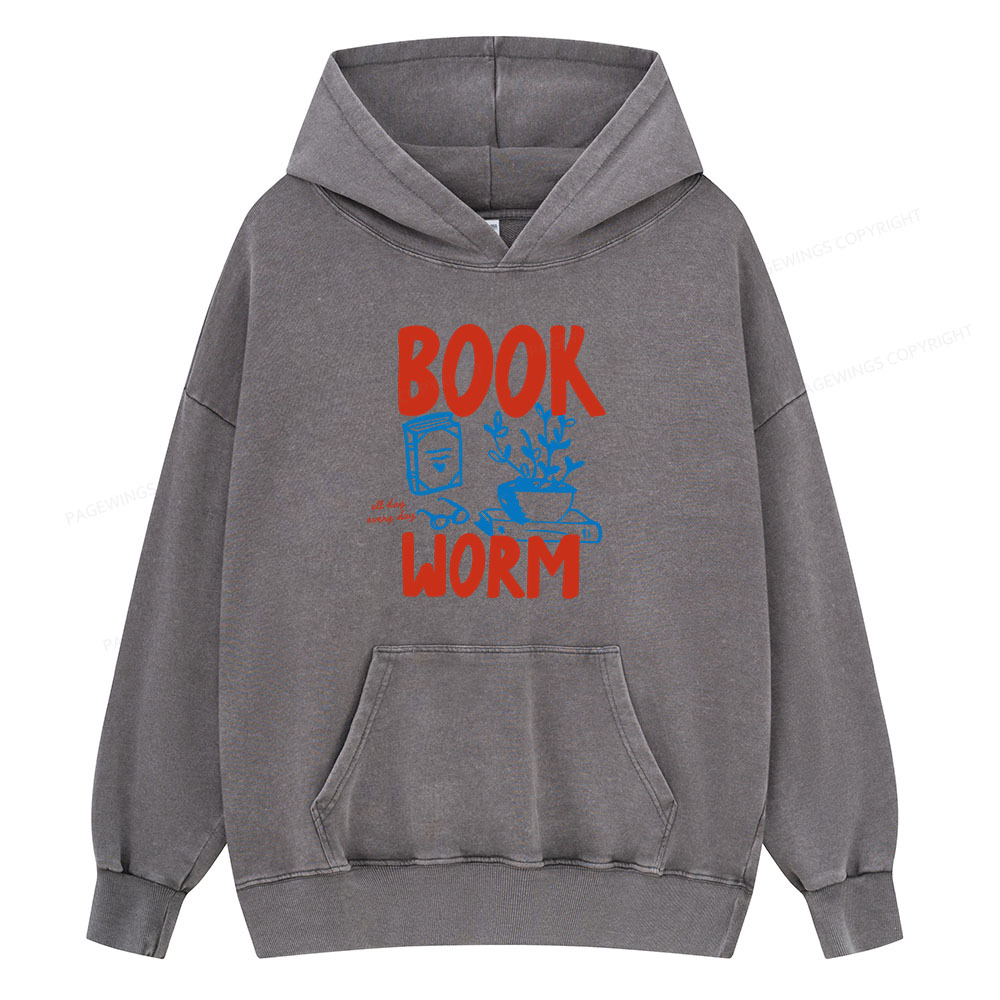 Pagewings Bookworm Unisex Washed Hoodie