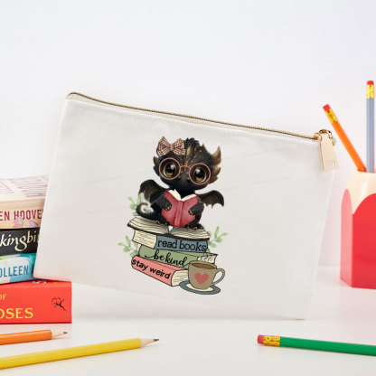 Pagewings Cute Dragon Read Books Be Kind Stay Weird Pouch