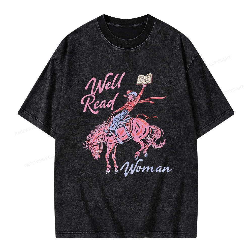 Pagewings Well Read Woman Unisex Washed T-shirt