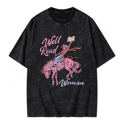Pagewings Well Read Woman Unisex Washed T-shirt