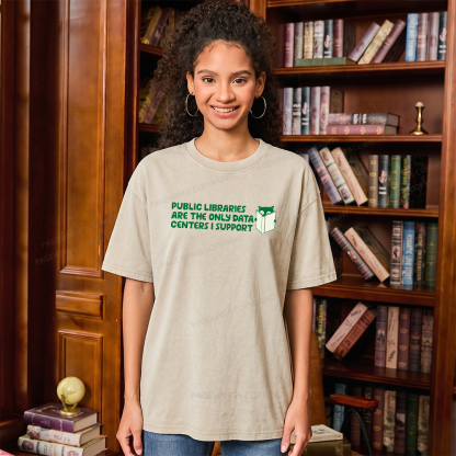 Pagewings Support Public Libraries Not Data Centers Unisex Washed T-shirt