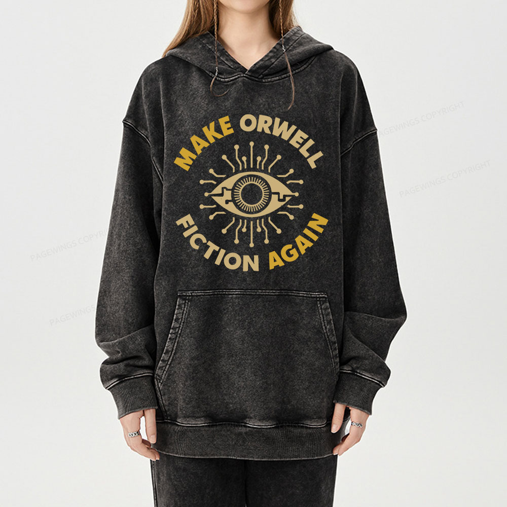 Pagewing Make Orwell Fiction Again Unisex Washed Hoodie