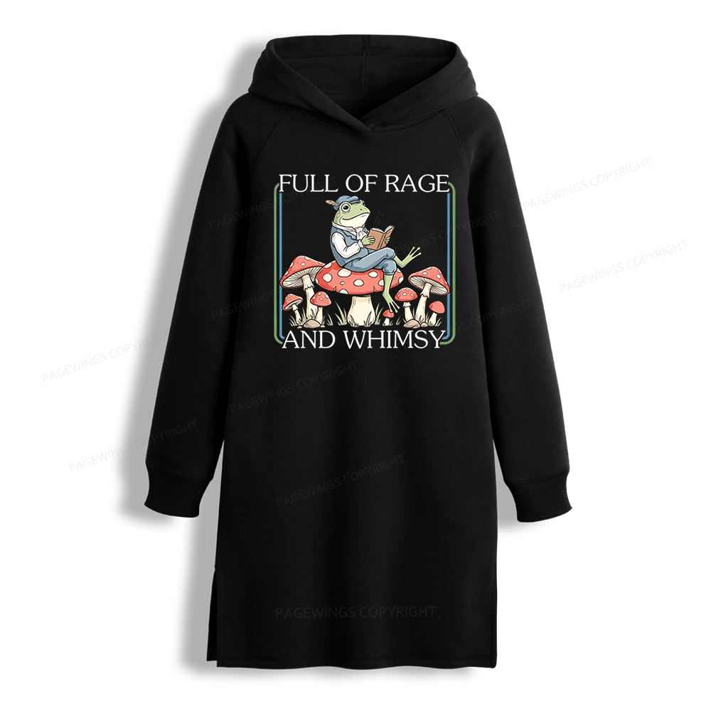 Pagewings Full Of Rage and Whimsy Side-Slit Fleece Hoodie Dress