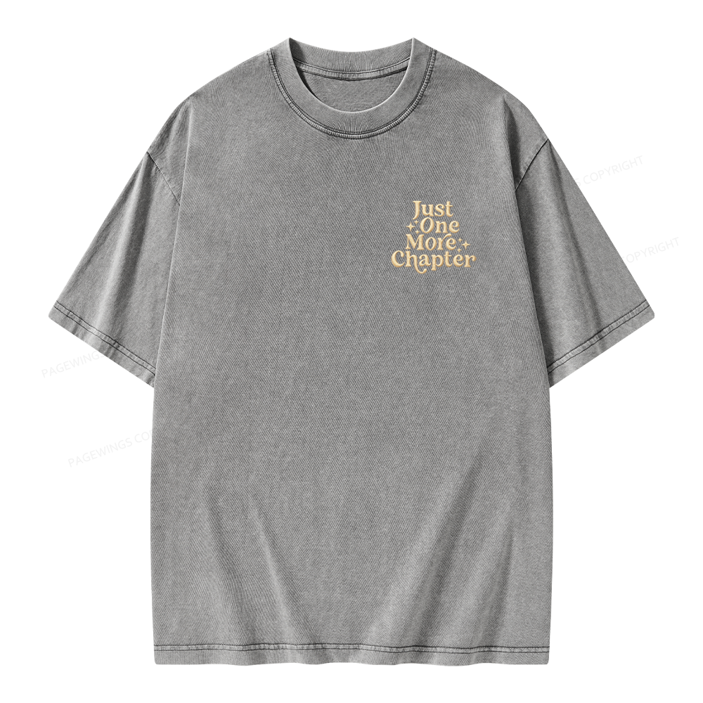 Pagewings Embroidered Just One More Chapter Unisex Washed T-shirt