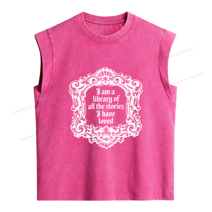 Pagewings I Am A Library Of All The Stories I Have Loved Women's Washed Tank Top