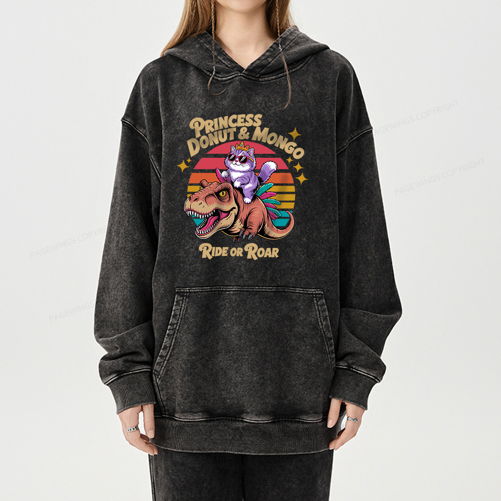 Pagewing Princess Donut & Mongo Unisex Washed Hoodie