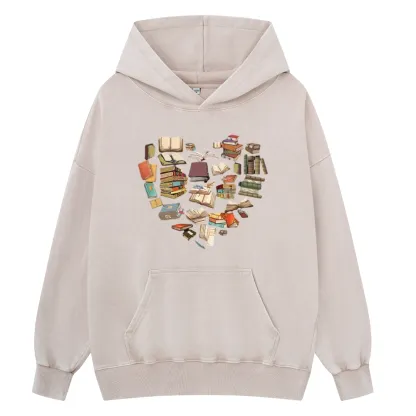 Pagewings Book Heart For Men And Women Unisex Washed Hoodie