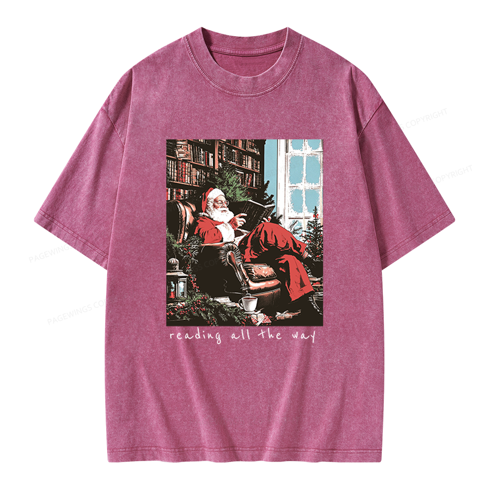 Pagewings Bookish Christmas Unisex Washed T-shirt