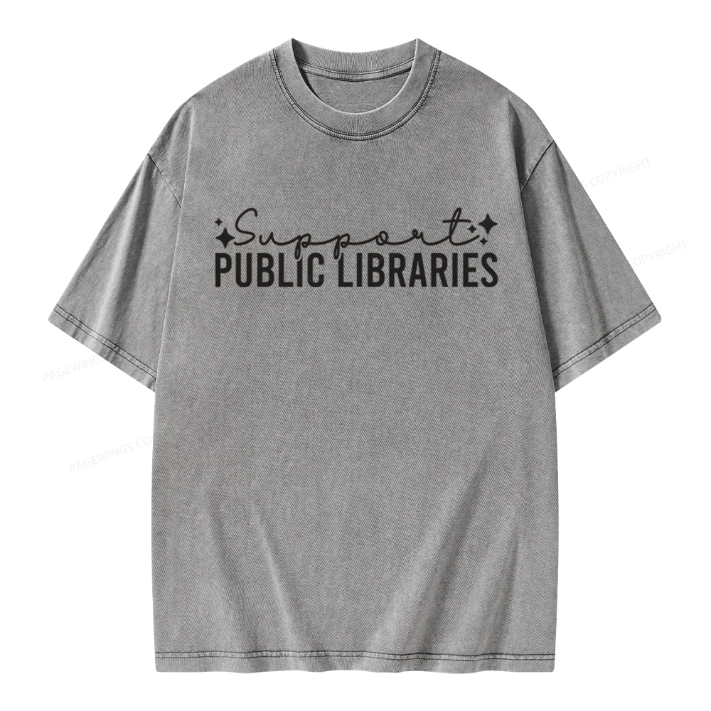 Pagewings Public Libraries Unisex Washed T-shirt