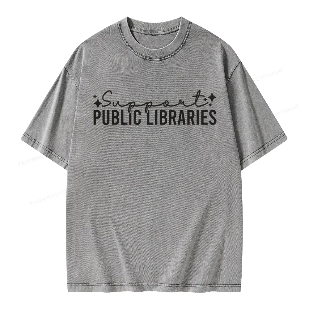 Pagewings Public Libraries Unisex Washed T-shirt