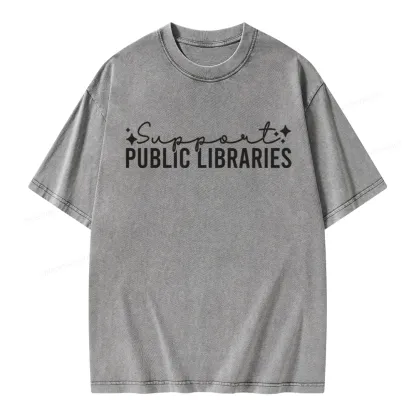 Pagewings Public Libraries Unisex Washed T-shirt
