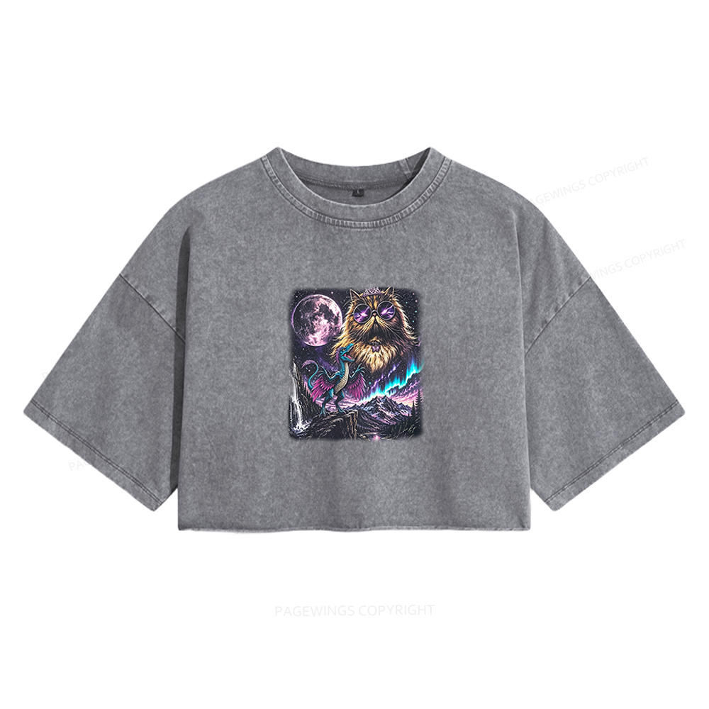 Pagewings Sci Fi Books Lover Women's Washed Cropped T-shirt