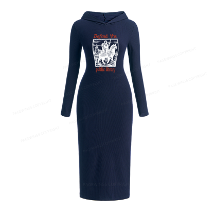 Pagewings Defend the Public Library Hooded Knit Dress