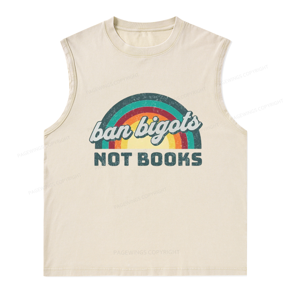 Pagewings Ban Bigots Not Books Unisex Washed Tank Top