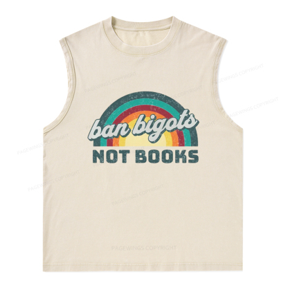 Pagewings Ban Bigots Not Books Unisex Washed Tank Top